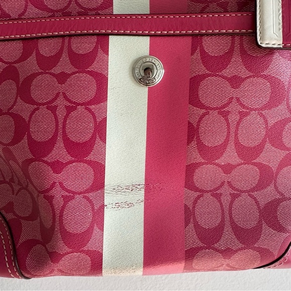 Coach Y2K Chelsea Heritage Stripe Tote Pink/White Genuine - Picture 4 of 15